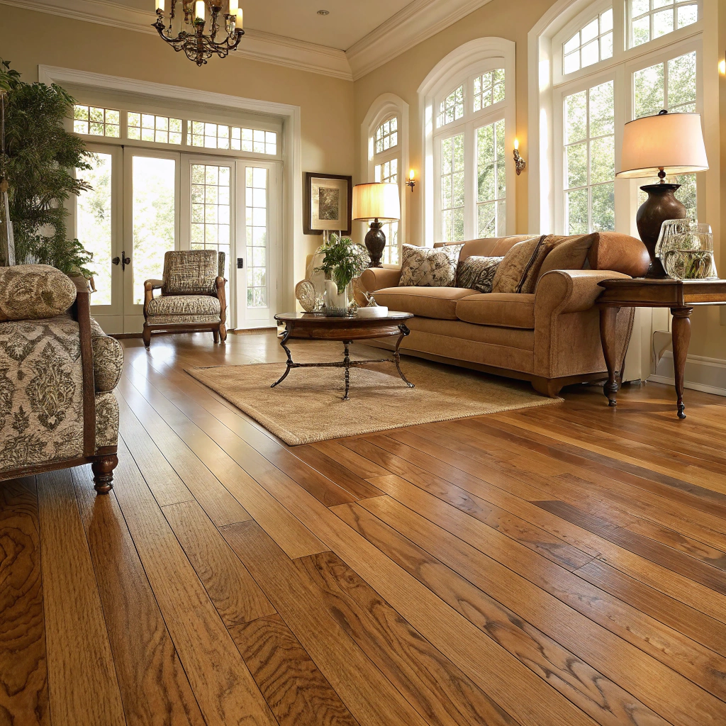 Custom wide-plank oak flooring with natural finish