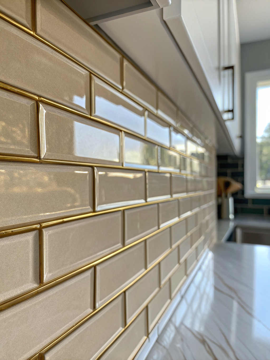 Detailed subway tile installation in a luxury master bath